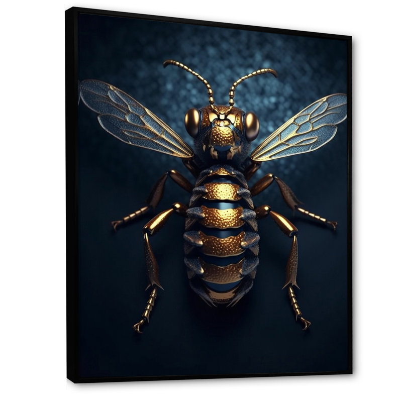 «Mécanic Bumble Bee», reproduction sur toile encadrée, Cadre flottant noir, H 20 po x l 12 po x P 1 po