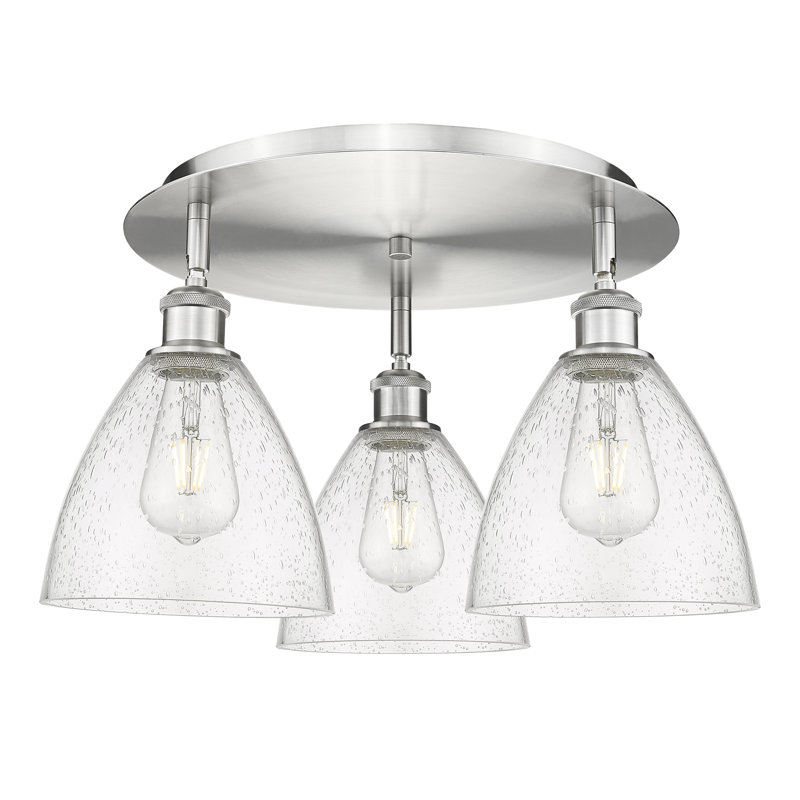 Plafonnier encastré en verre Amenda, Nickel satiné, Bullé