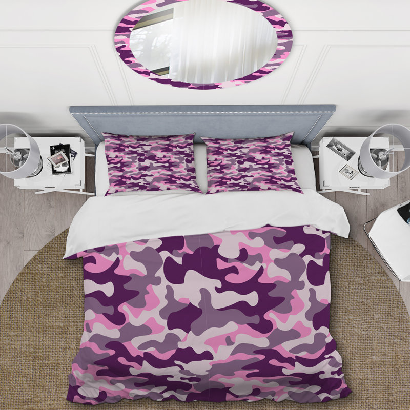 Ensemble de housse de couette en microfibre mauve / rose 2 pièces, Twin Duvet Cover + 2 Standard Shams