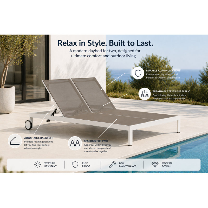 Sally Outdoor Chaise Lounge, Gray