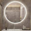 Miroir de salle de bain rond à DEL avec antibuée, température de couleur réglable et gradation, parfait pour le maquillage et le toilettage
