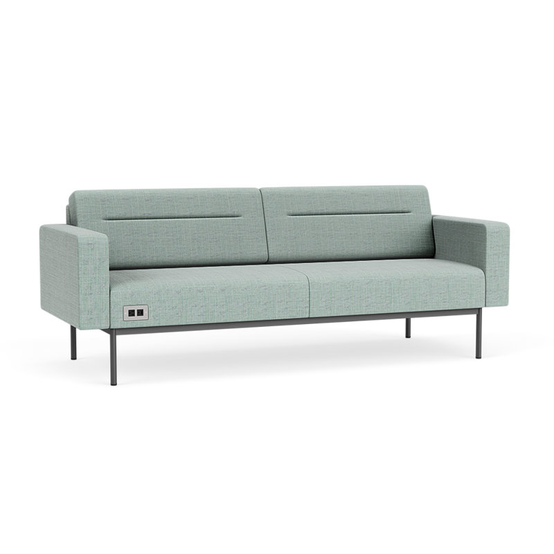Canapé de réception Darsey, Chambray écume de mer, Avec alimentation, Gris anthracite