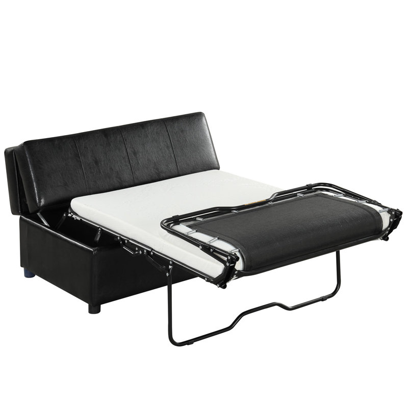 Repose-pieds en cuir Keviana, Similicuir noir