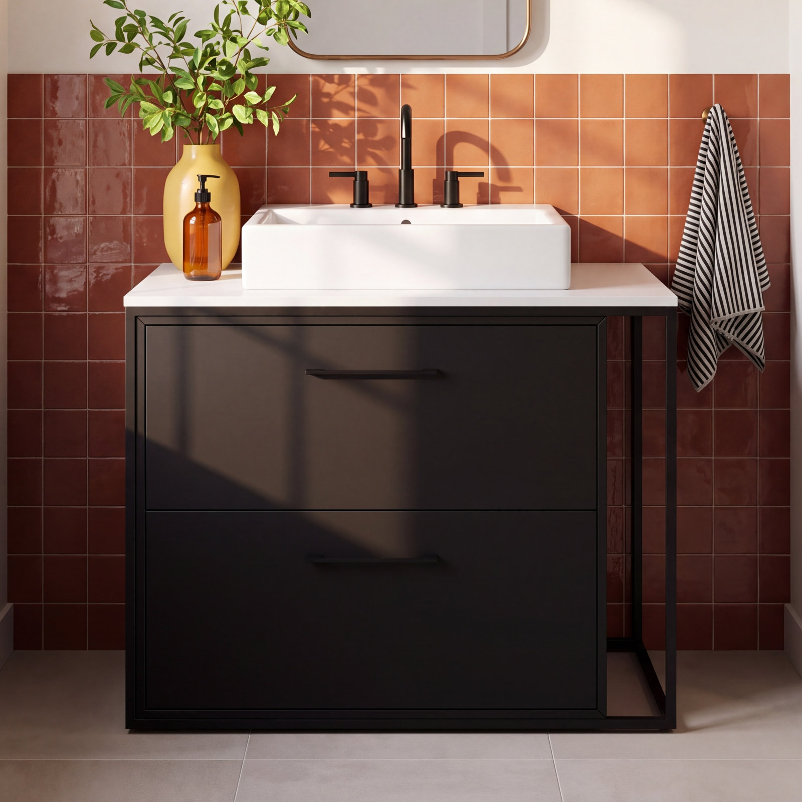 Linea 24 " Single Bathroom Vanity, Matte Black, Matte Black, 8" Widespread
