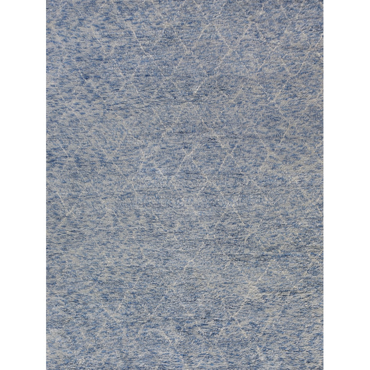 Moroccan Wool Geometric Area Rug in Blue