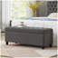 Upholstered tufted button storage bench ,Faux leather entry bench with spindle wooden legs, Bed bench- Black-988777685