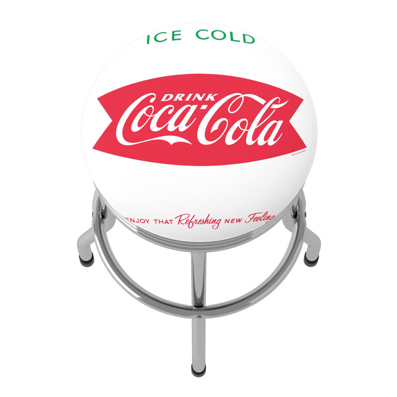 Coca-Cola Bar Stool, Chrome, White