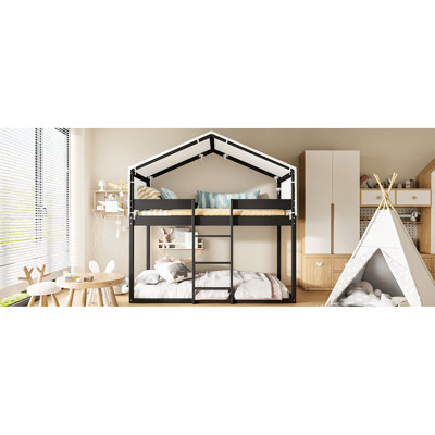 Lit superposé simple au-dessus de bois avec tente, finition, construction solide, maisonnette amusante pour la structure stable de la chambre à coucher, conception ludique