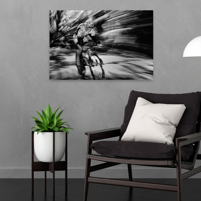 «Speeding Cyclist Motion Energetic», reproduction d'art murale contemporaine, 16" H x 24" W