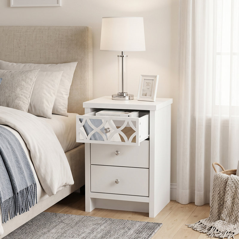 Manufactured Wood Bedside Table, White