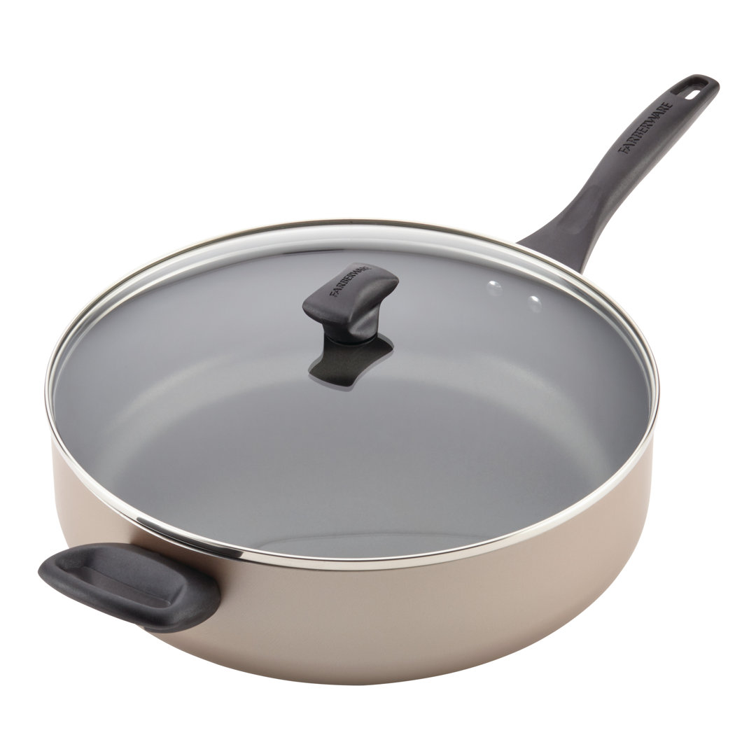 Farberware Dishwasher Safe Nonstick Jumbo Cooker Chef's Pan with Lid and Helper Handle, 6 Quart Farberware 