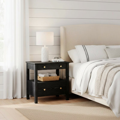 Table de chevet pour chambre à coucher, table de chevet à 2 tiroirs avec rangement spacieux pour chambre à coucher organisée