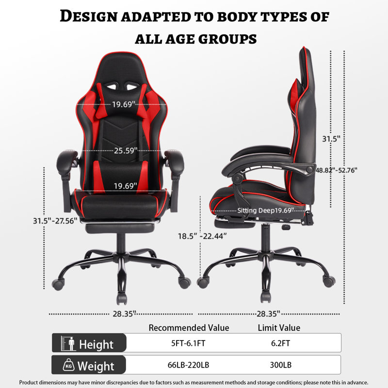Chaises de bureau confortables, cuir reconstitué, conception ergonomique moderne pour les jeux