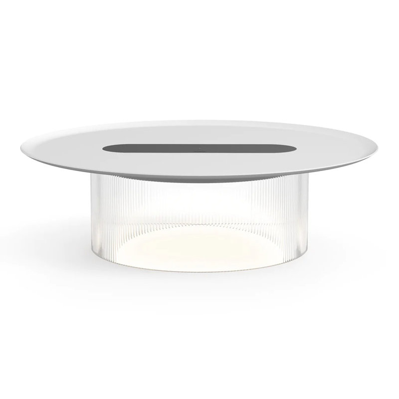 Table à carrousel, Blanc, Transparent, H 4,3 po x l 16 po x P 16 po
