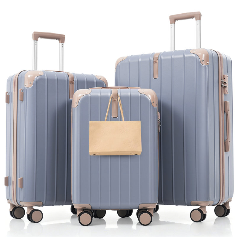 Ensemble de valises de voyage en ABS de qualité supérieure, ensemble de valises à verrou Tsa 3 pièces avec des tailles de 20, 24 et 28 pouces avec des roues pivotantes à 360 °