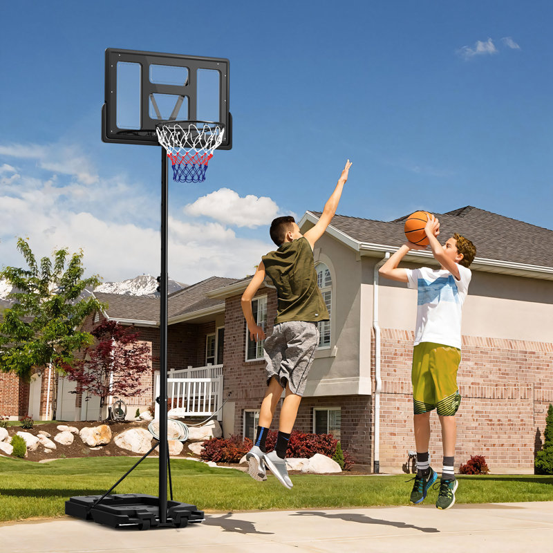 HOMCOM Adjustable Height 110cm W In-Ground Basketball Hoop