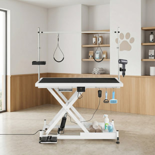 Table de toilettage électrique robuste pour animaux de compagnie - X-Lift réglable professionnel, supporte les grands animaux de compagnie jusqu'à 330 lb