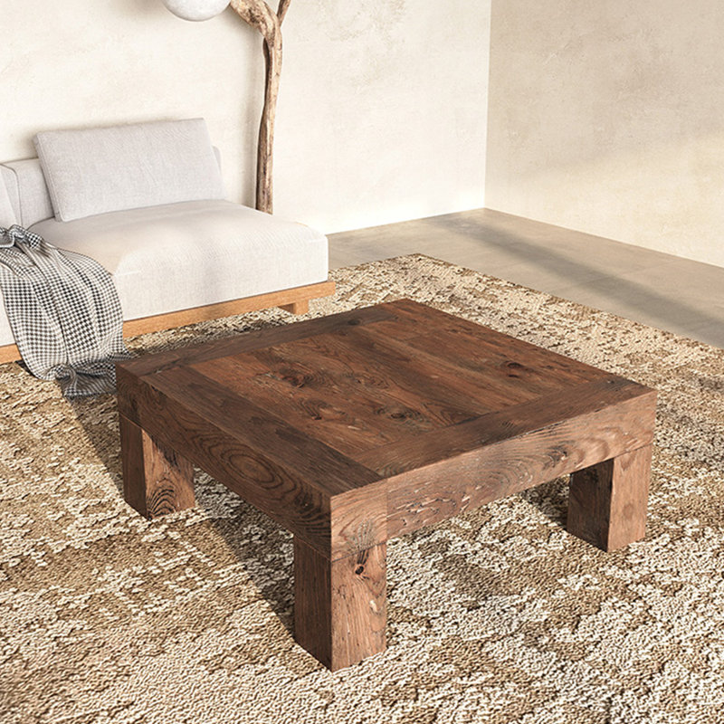 Modern wooden square console table, 15.7" H x 39.3" L x 39.3" W