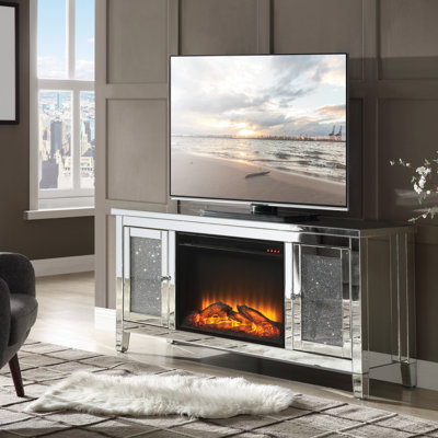 Meuble télé avec foyer à DEL et étui à miroir Noralie, idéal pour la vie moderne et le divertissement
