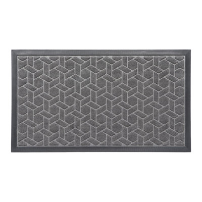 Heavy-Duty Dirt-Trapping Rubber Doormat with Raised Geometric Pattern