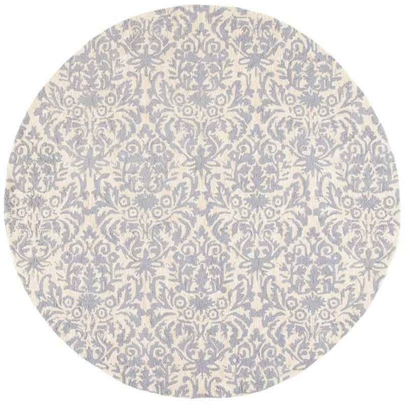 Hand Hooked Wool Pile Damask Rug