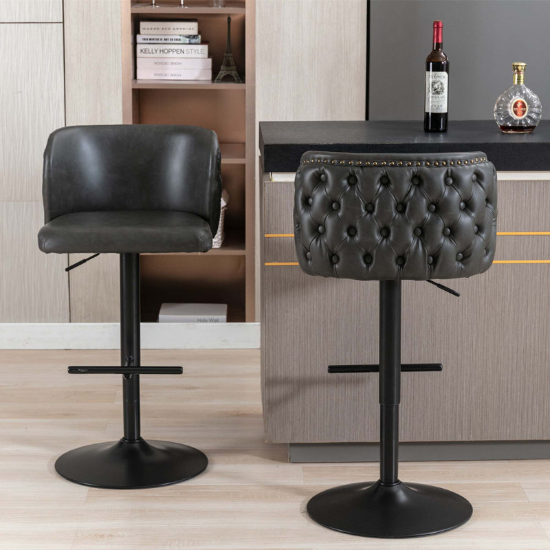 Jeneanne Upholstered Adjustable Height Counter Stool, Chrome, White Leather