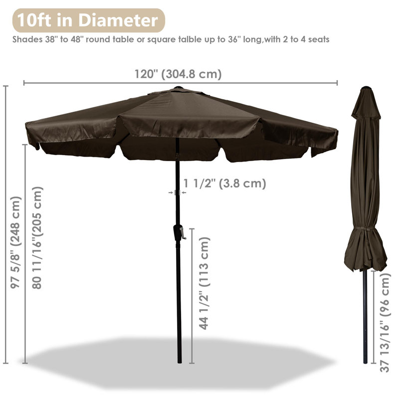 Parasol de marché 10 pi x 120 po Ciaran, Marron foncé