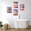 «Vibrant Purple Sunset Beach Shore Horizon», ensemble de 4 décorations murales colorées, impression encadrée sur papier, 4 pièces-93012316-93012319
