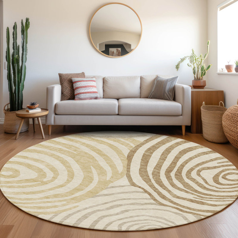 Leis Abstract Indoor Rug, Round 8'