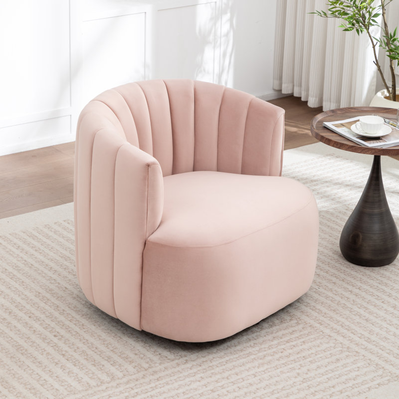 Stanford Upholstered Swivel Barrel Chair, Pink