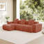 Canapé modulaire en L à 3 places avec passepoil à bordure française, sans assemblage requis, canapé 3 places avec coussins décoratifs et 1 repose-pieds mobile, tissu de velours-1201412847