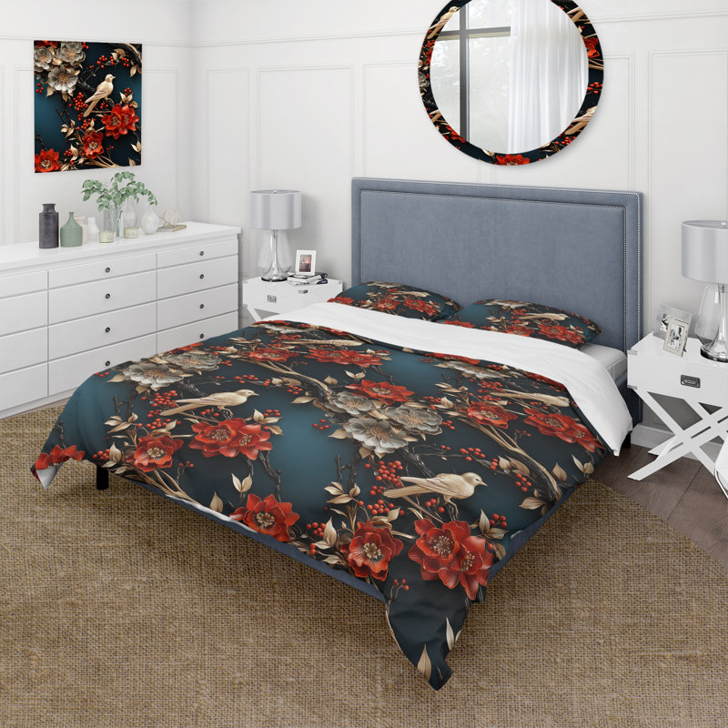Ensemble de housse de couette Maitha, Housse de couette pour grand lit et 2 taies décor