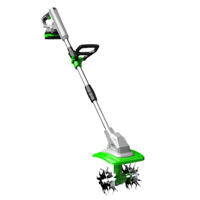21V Cordless Garden Tiller Cultivator 11.8-Inch Tilling Width and 8.67-Inch Depth  Brush-less Motor with 2*4.5Ah Batteries & Charger and Batter Level Indicator 300RPM Electric Garden Tiller for Lawn Gardening and Soil Cultivation