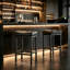 Ensemble de 2 tabourets de bar de 30 po avec siège en cuir synthétique pour îlot de cuisine, structure en métal moderne pour bars résidentiels (noir)-1577201787-1587388381-1588077897