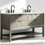  Ensemble de meuble-lavabo autoportant 60 po en bois massif avec plateau en marbre 60 po-392334161