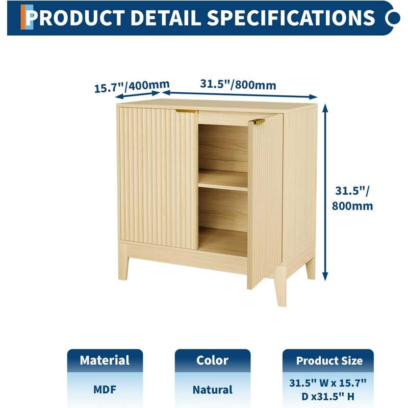 80cm Sideboard, Beige
