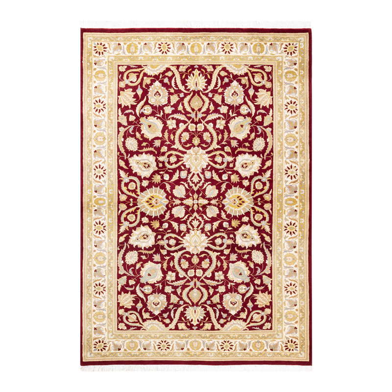 Tapis unique en laine noué à la main 4 pi 2 po x 6 pi 4 po Hayner