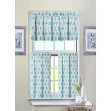 Larrabee Geometric Tailored 60'' W Kitchen Curtain in