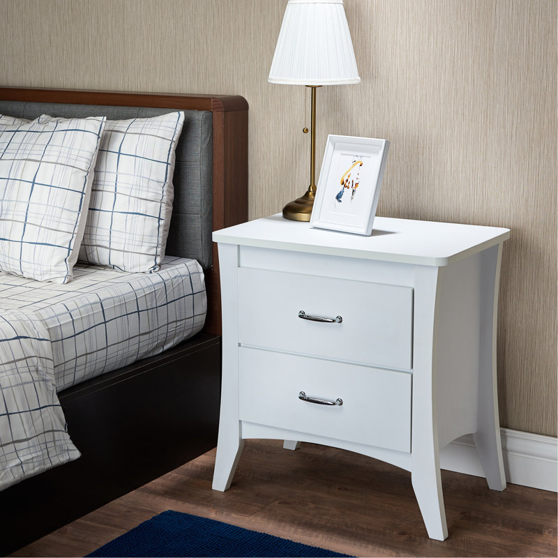Table d'appoint rectangulaire blanche avec 2 cadres en bois, pieds fuselés, 25 po x 24 po