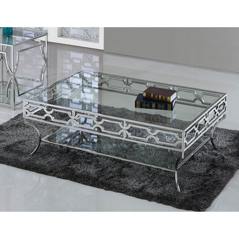 Table basse rectangulaire en verre Amelia 