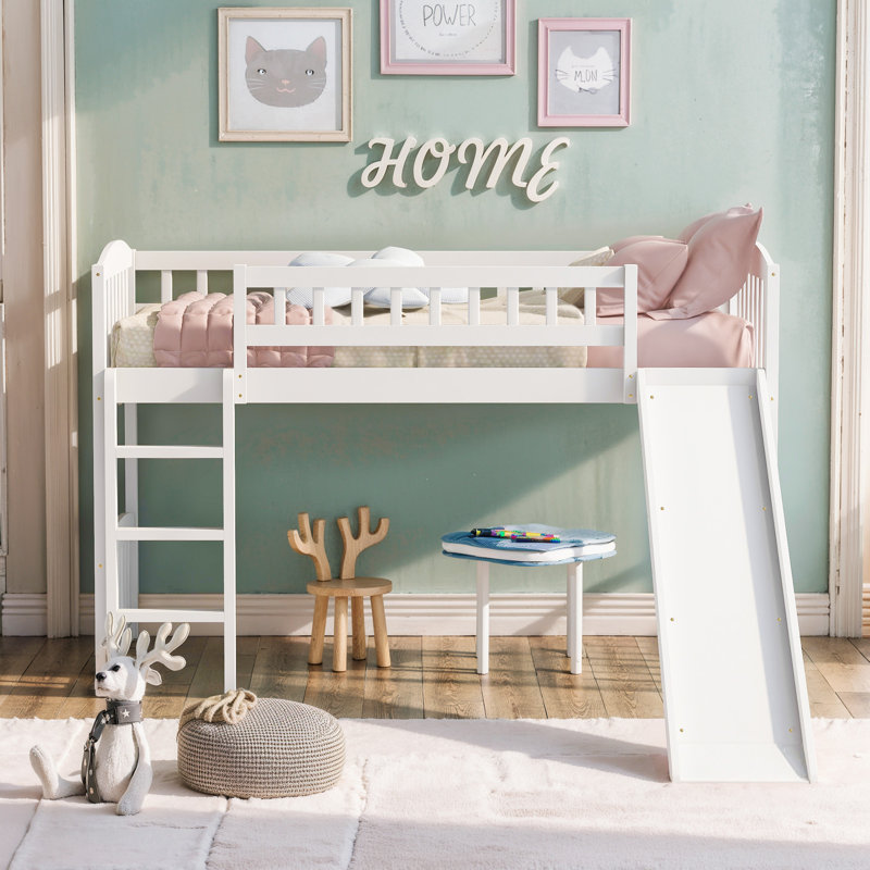 Lit mezzanine simple avec glissoire et échelle