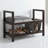 Oliver Entryway Bench with Storage and Shoe Rack, Espresso Wood and Grey