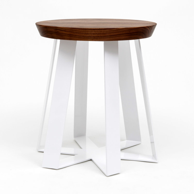ARS Accent Stool, White, Walnut