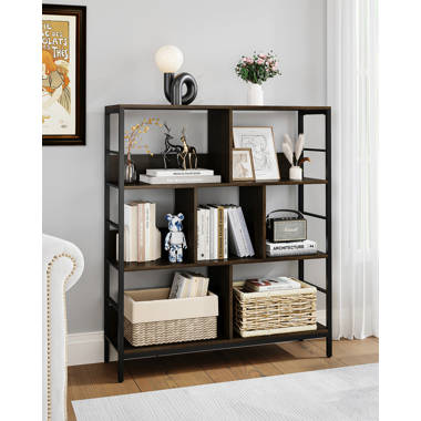 CAPHAUS 63 in. Rustic Oak 5 Tier Shelves, 24 in. Width Free Standing Shelf, Bookcase Shelf Storage Organizer