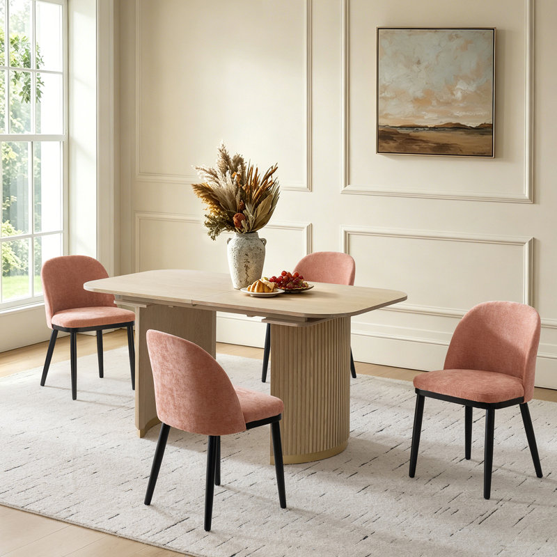 Chaise de salle à manger moderne avec structure en bois 18,25 po Kadyn, 4, Corail