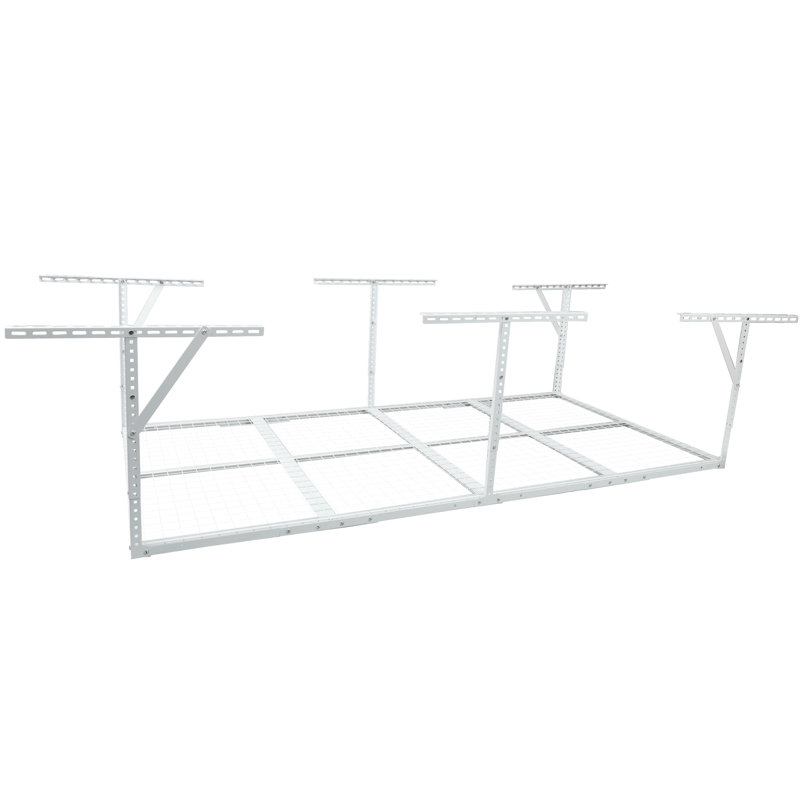 Rangement pour garage en métal blanc 4 x 8 pi, 600 lb Capacité, 22 po x 40 po pour le rangement saisonnier et d'outils en support, réglable, pour récupérer les outils