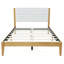 Structure de lit plateforme Mid-Century moderne avec tête de lit tapissier, support de lattes en bois massif, aucun sommier requis, assemblage facile, grand lit