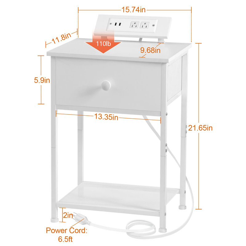 Ensemble de 2 tables de chevet, Blanc