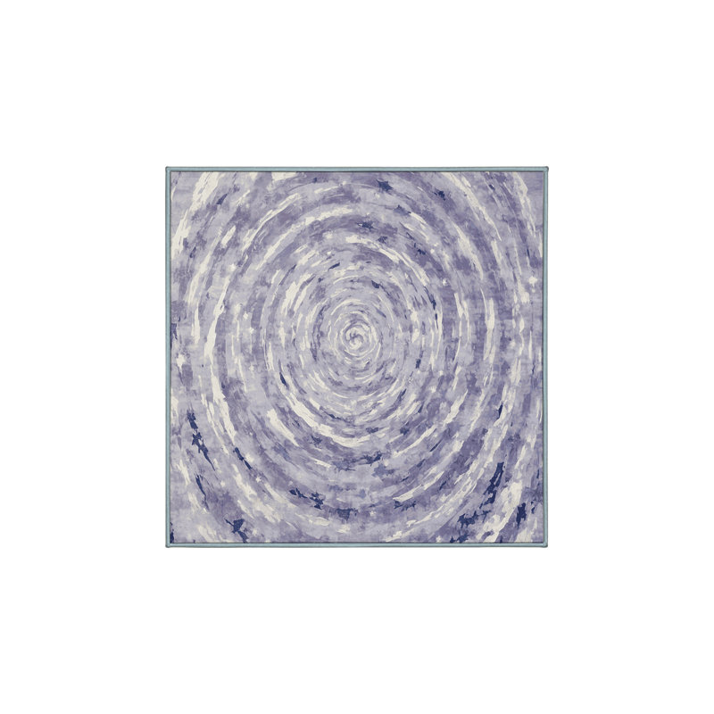 Machine Washable Blue Area Rug, Square 5'