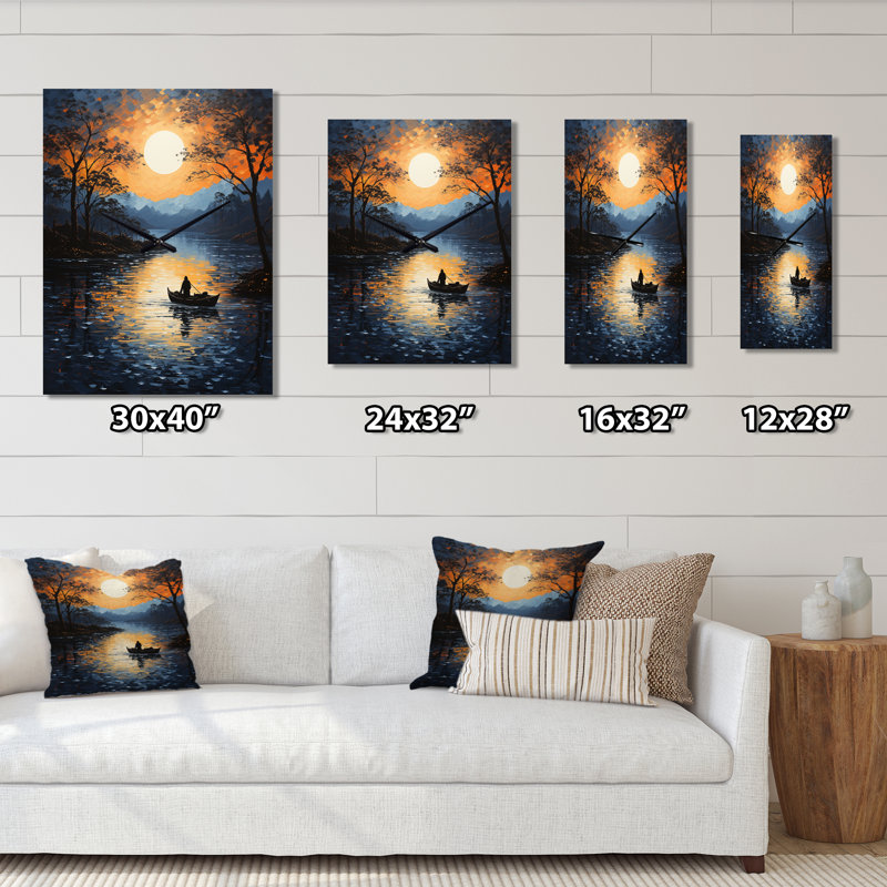 Lake Silent Waters Pointillism II - Cottage très grandes horloges murales, H 40 po x l 30 po x P 1 po